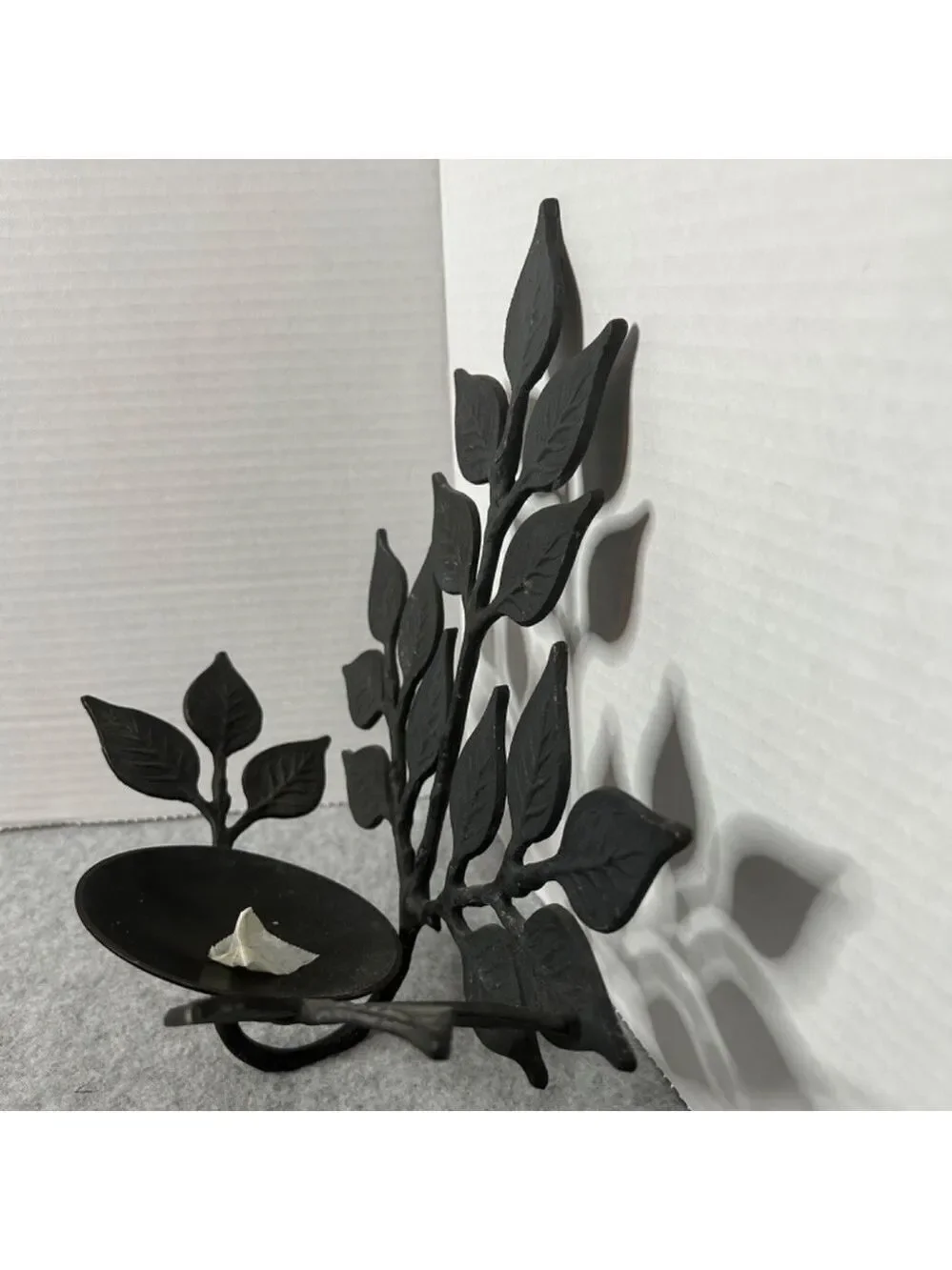 Pottery Barn Iron Leaf Candle Wall Sconces Set of 2 Black 11x11x4
